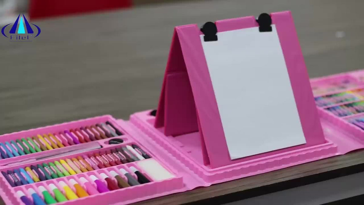 208-Piece Art Set for Kids – Drawing Kit with Fold-Out Board
