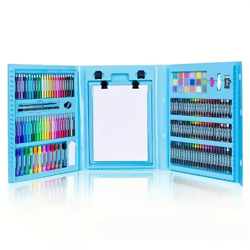 208-Piece Art Set for Kids – Drawing Kit with Fold-Out Board