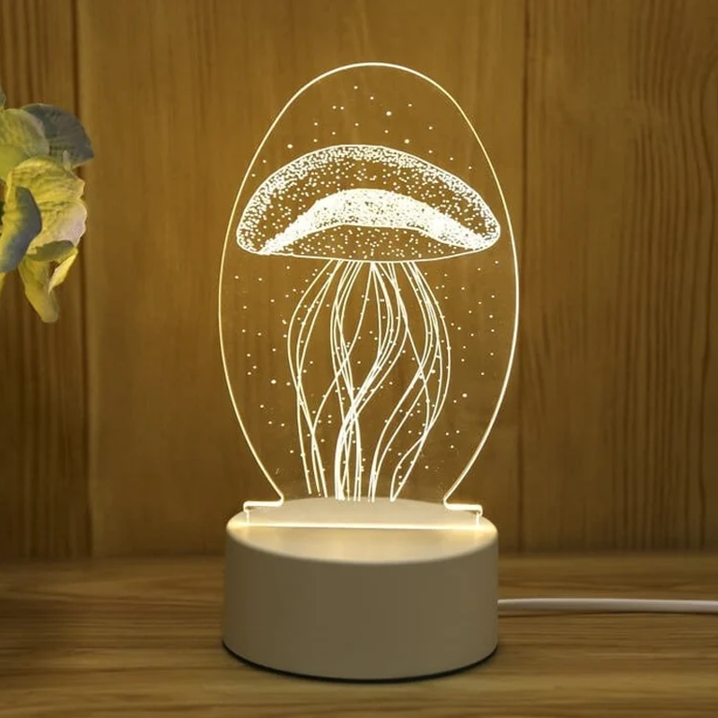 3D LED Night Lamp – USB Illusion Light with Three Color Modes, Multiple Designs