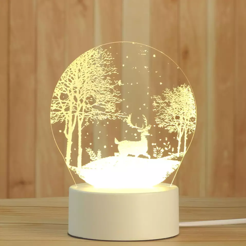3D LED Night Lamp – USB Illusion Light with Three Color Modes, Multiple Designs