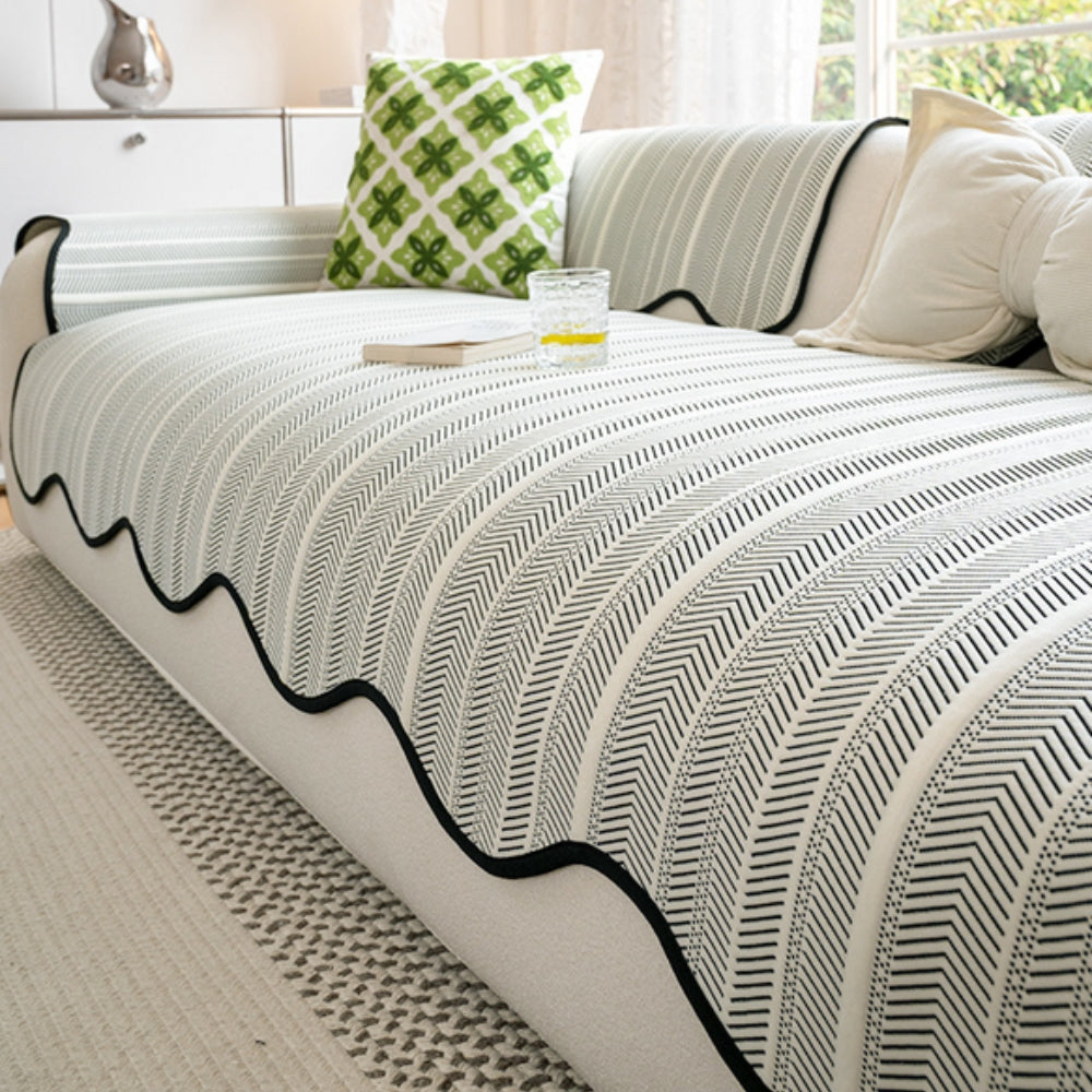 WaveDrape - Herringbone Pattern Sofa Cover