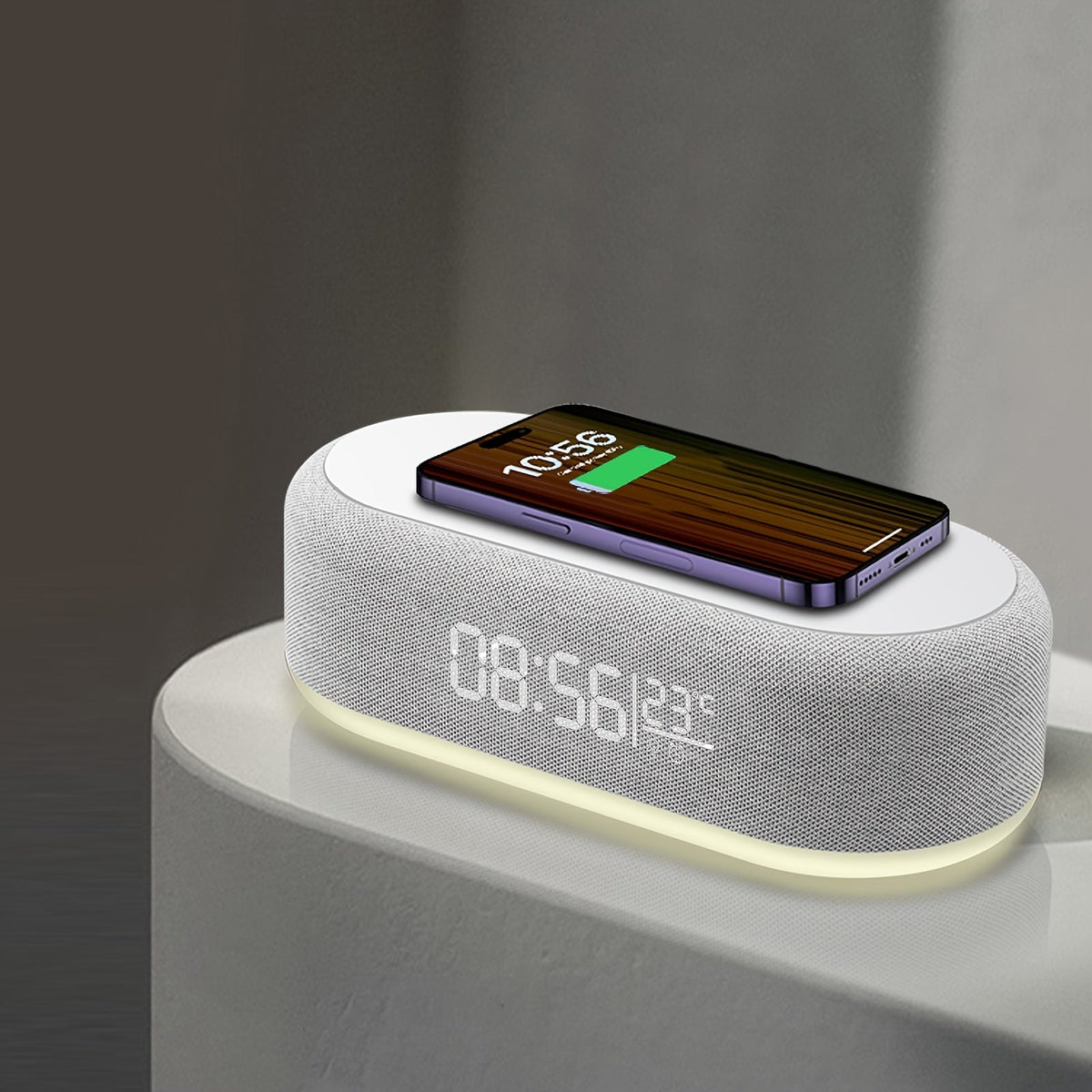 Bedside Wireless Charger with Digital Clock & LED Night Light
