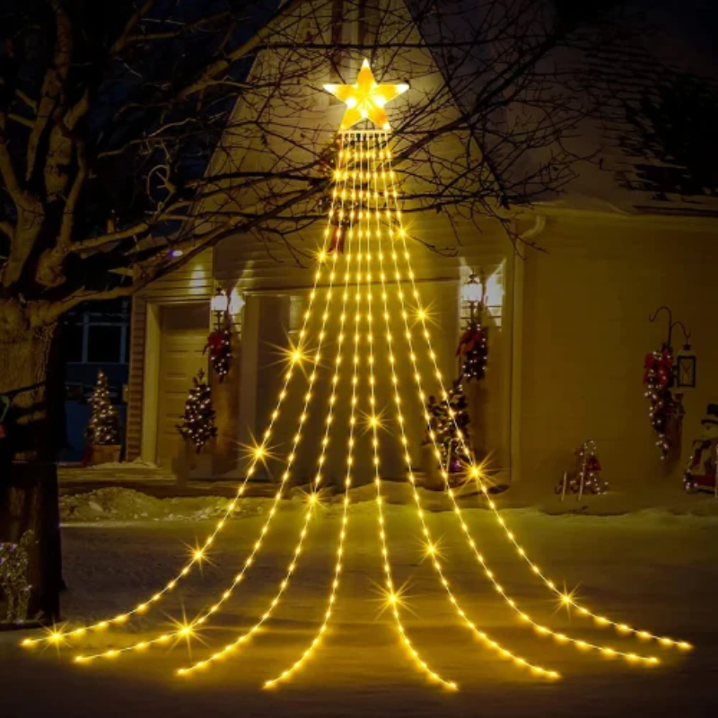 Christmas Waterfall Lights – Solar Powered Cascading Outdoor Lights