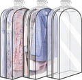 Clear gusseted garment covers with side zip for suits and dresses