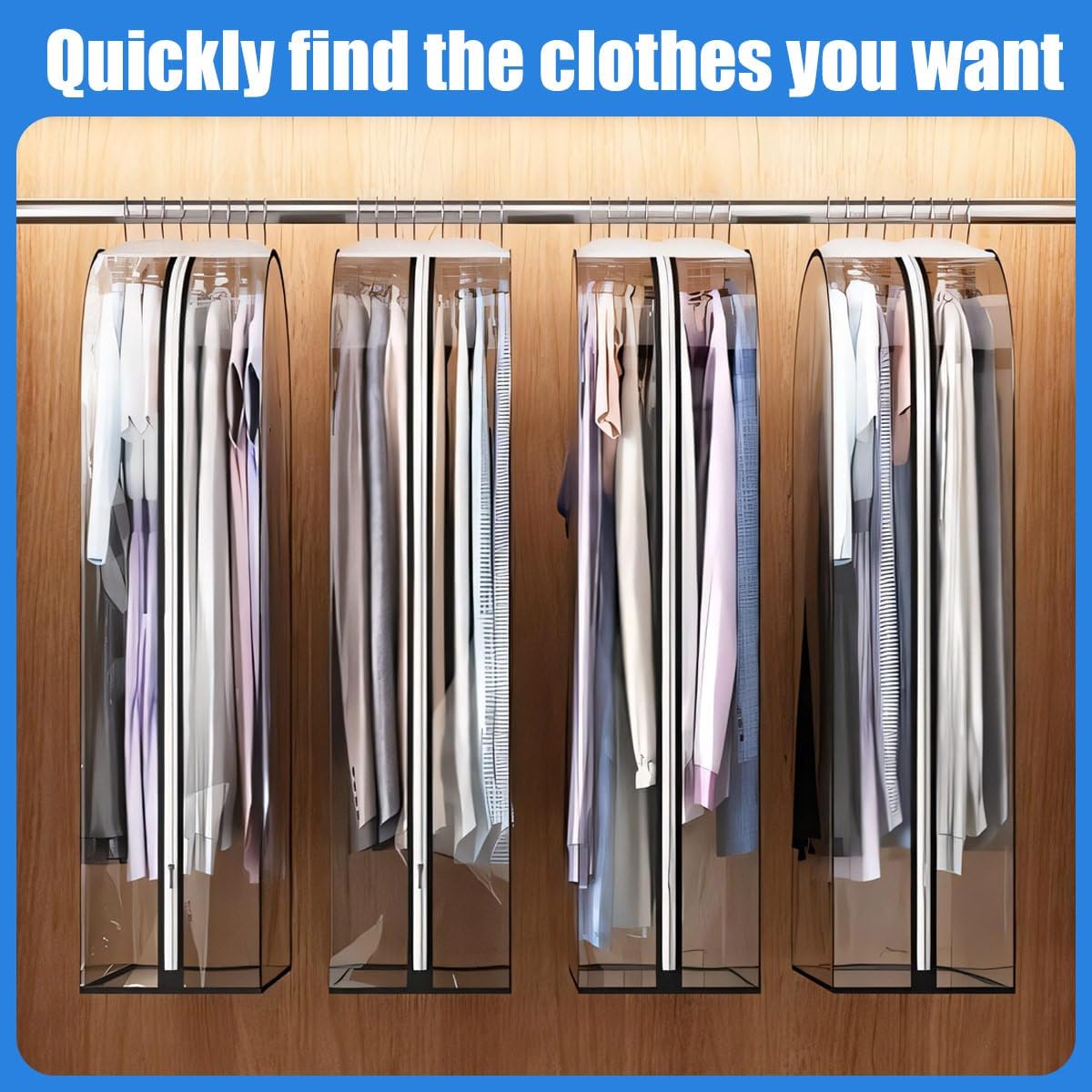 Clear gusseted garment covers with side zip for suits and dresses