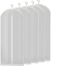 Clear breathable garment storage bags, set of five, with full-length zip