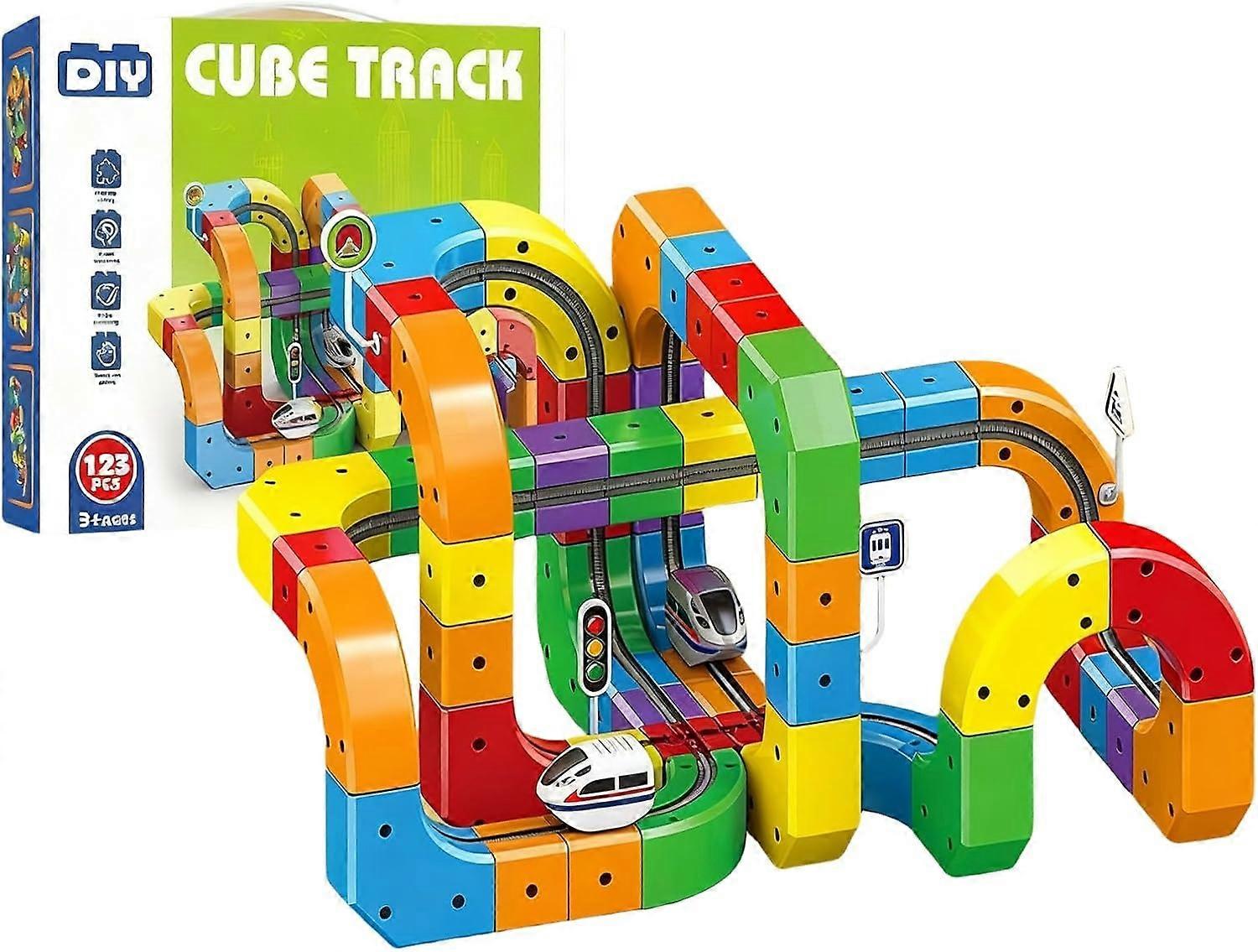 DIY magnetic train track building set for kids