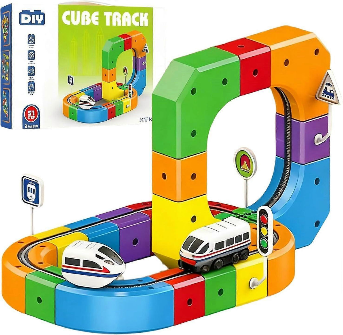 DIY magnetic train track building set for kids