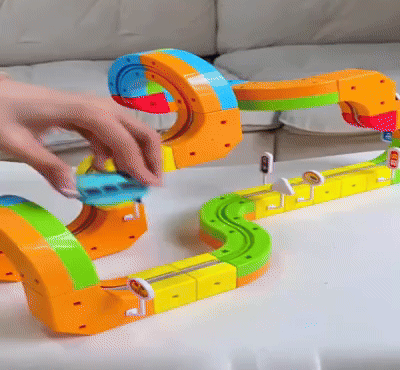 DIY magnetic train track building set for kids