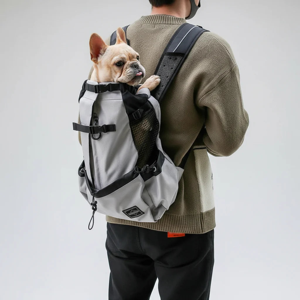Ergonomic dog carrier backpack with breathable padded panels for small dogs