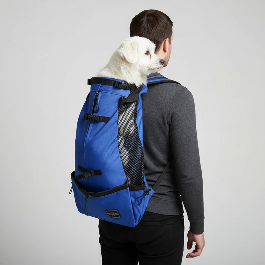 Ergonomic dog carrier backpack with breathable padded panels for small dogs