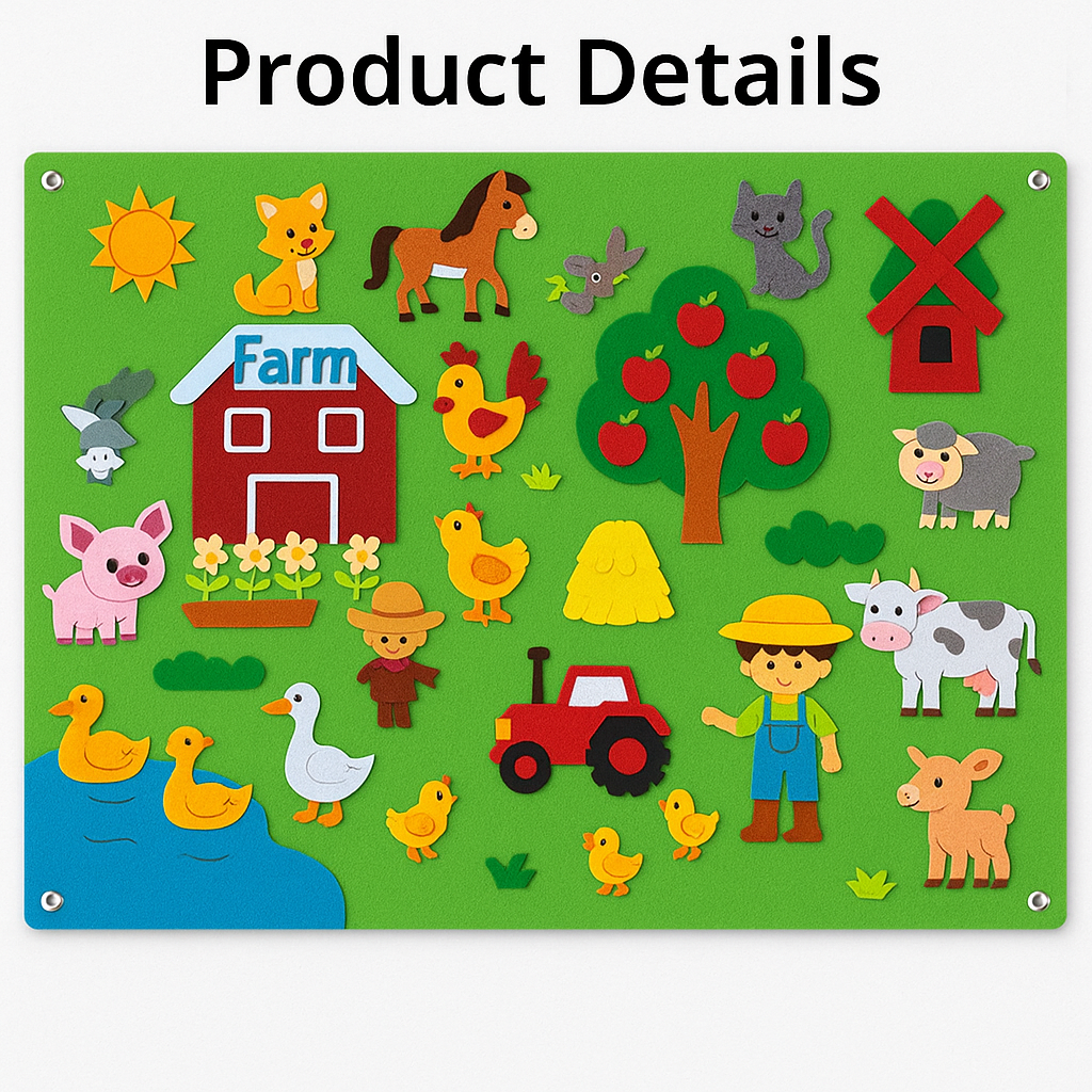 Felt story board interactive educational playset for kids