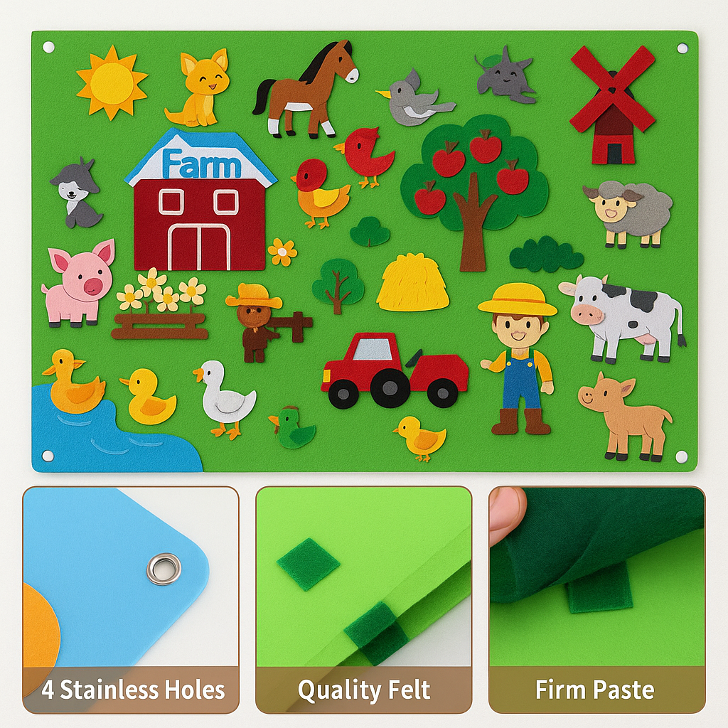 Felt story board interactive educational playset for kids