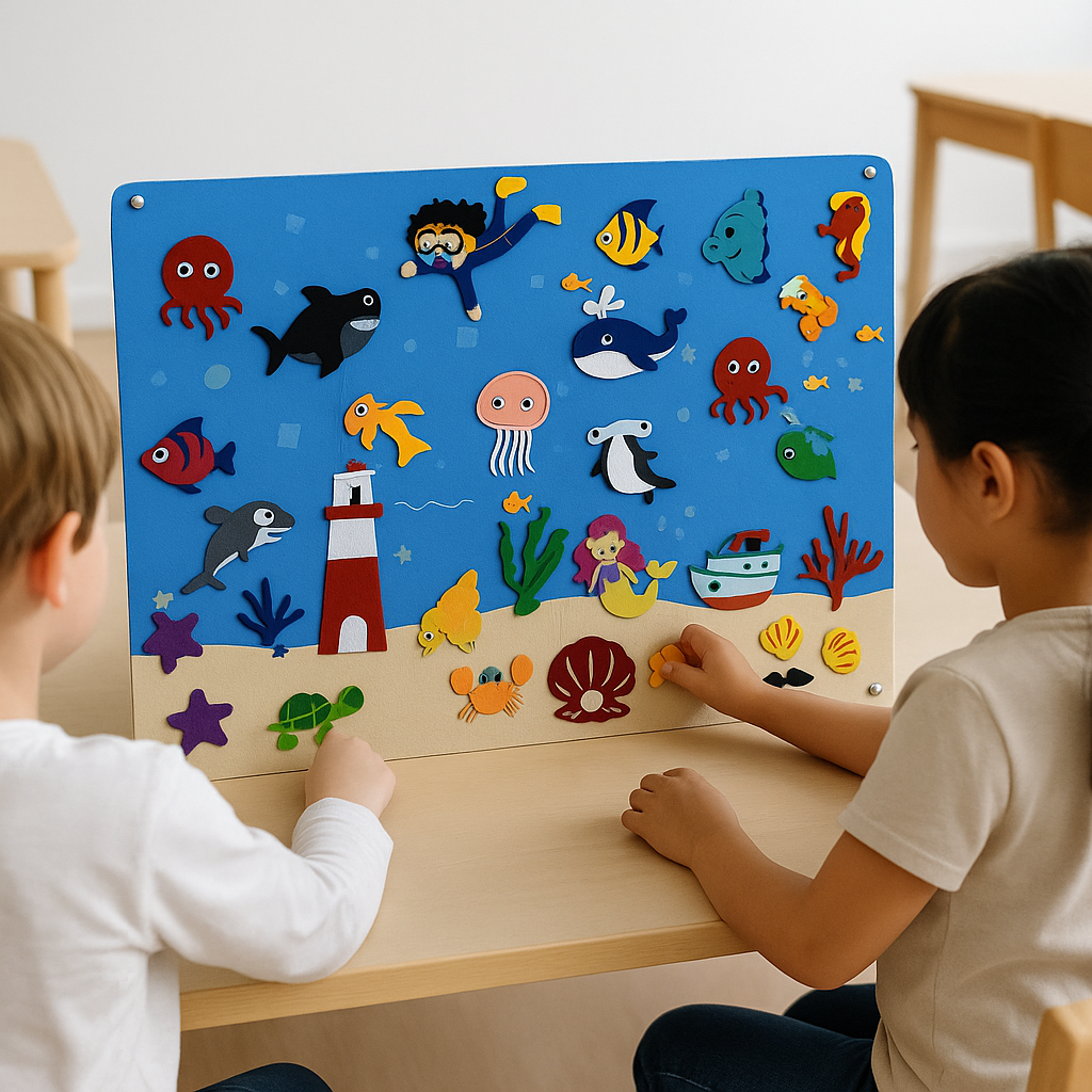 Felt story board interactive educational playset for kids
