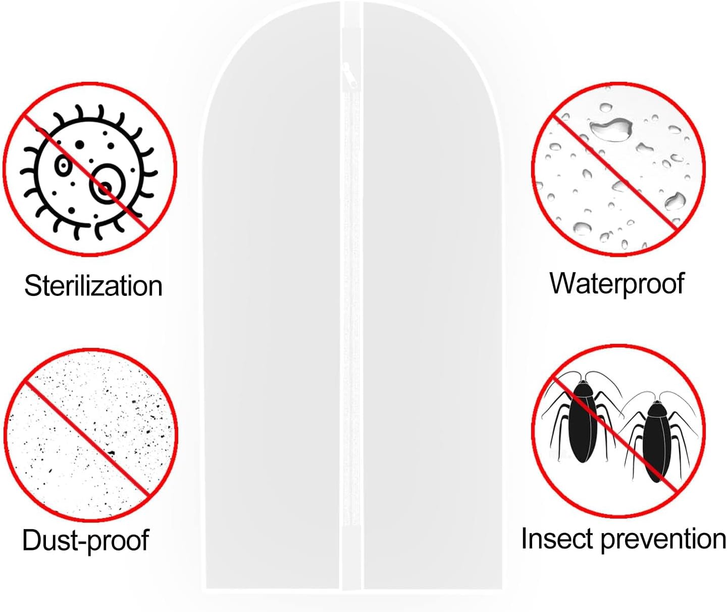 Extra-long garment bag with full-length zip and dual handles for gowns
