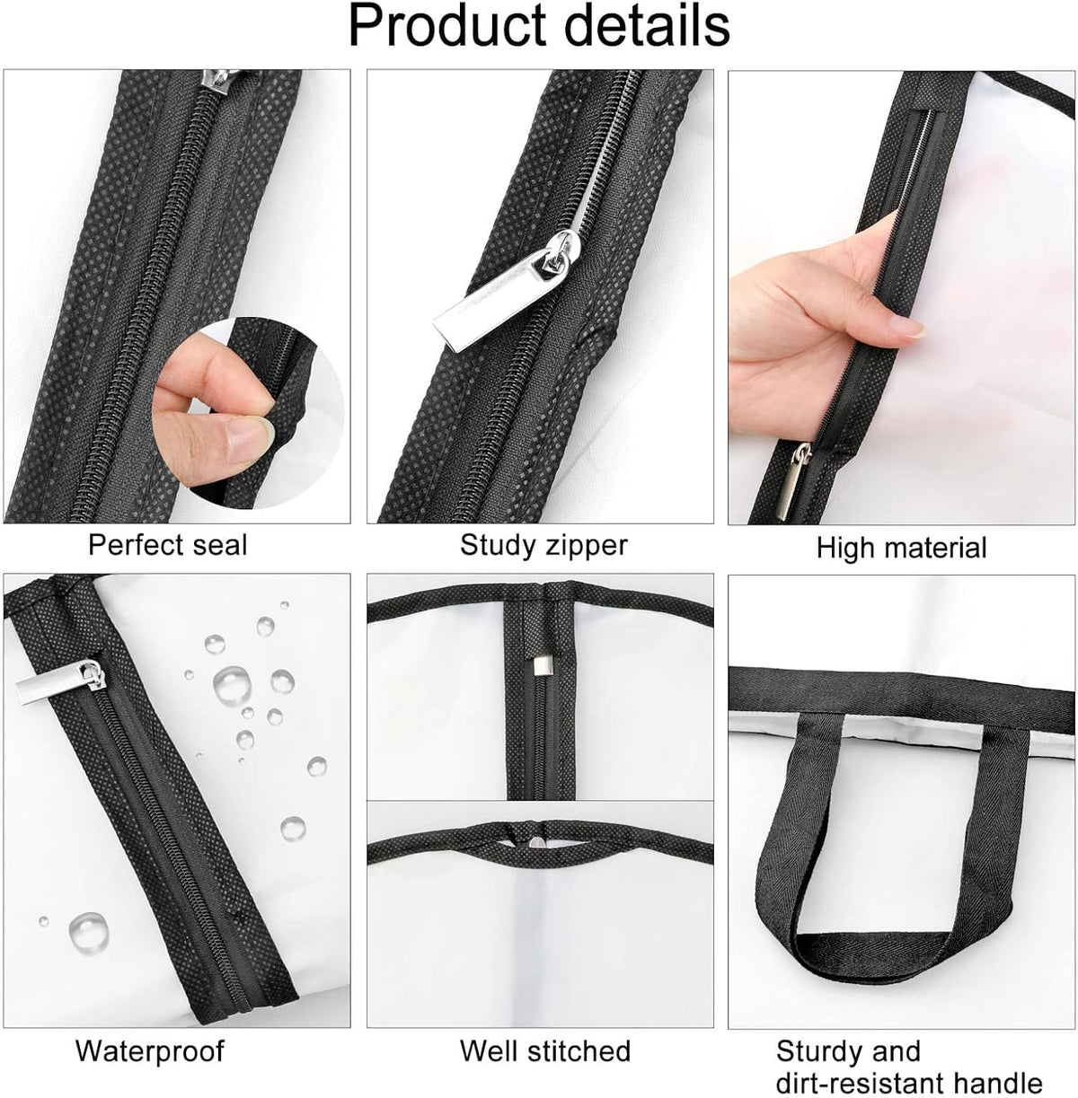Extra-long garment bag with full-length zip and dual handles for gowns