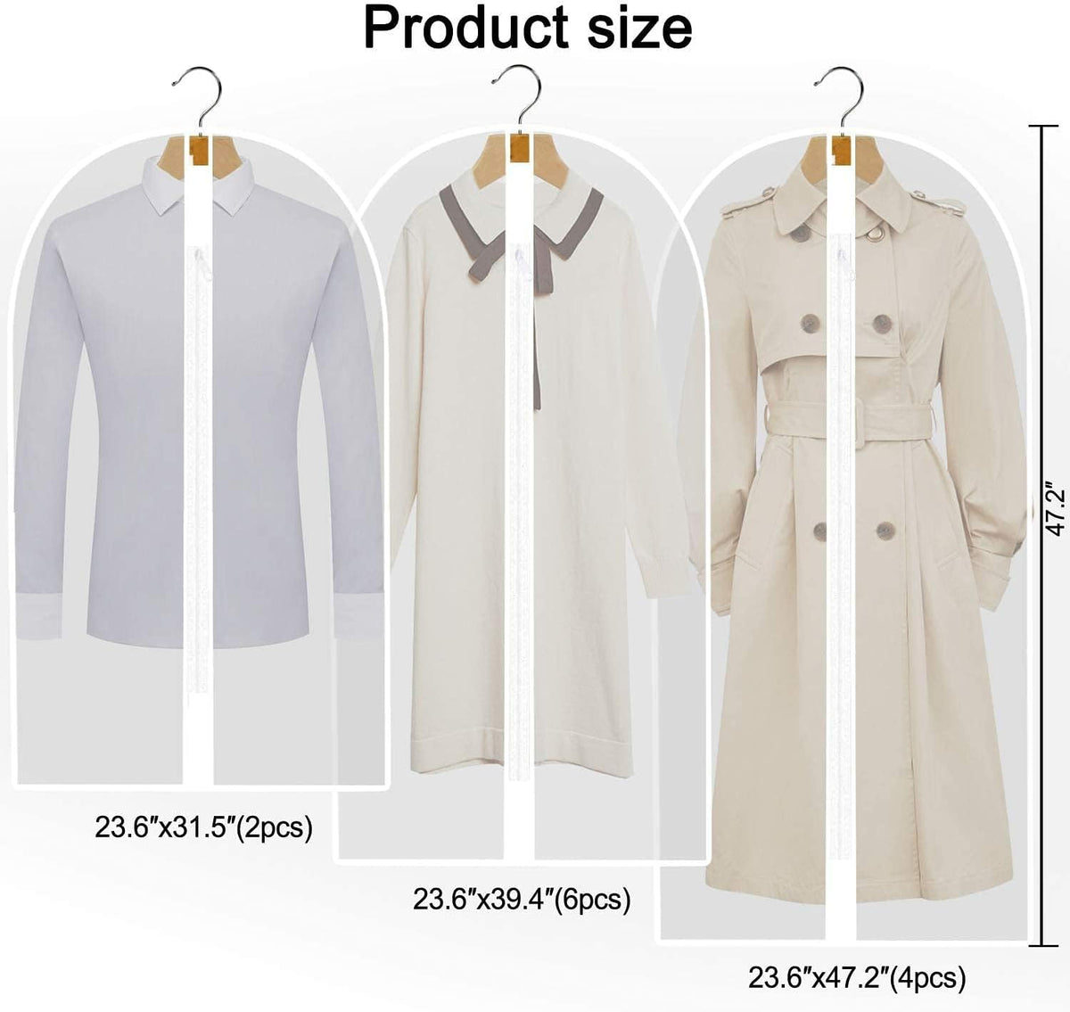 Extra-long garment bag with full-length zip and dual handles for gowns