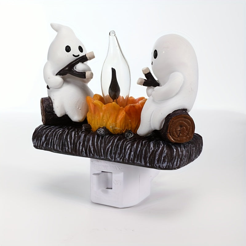 Ghost campfire night light with flickering LED flame