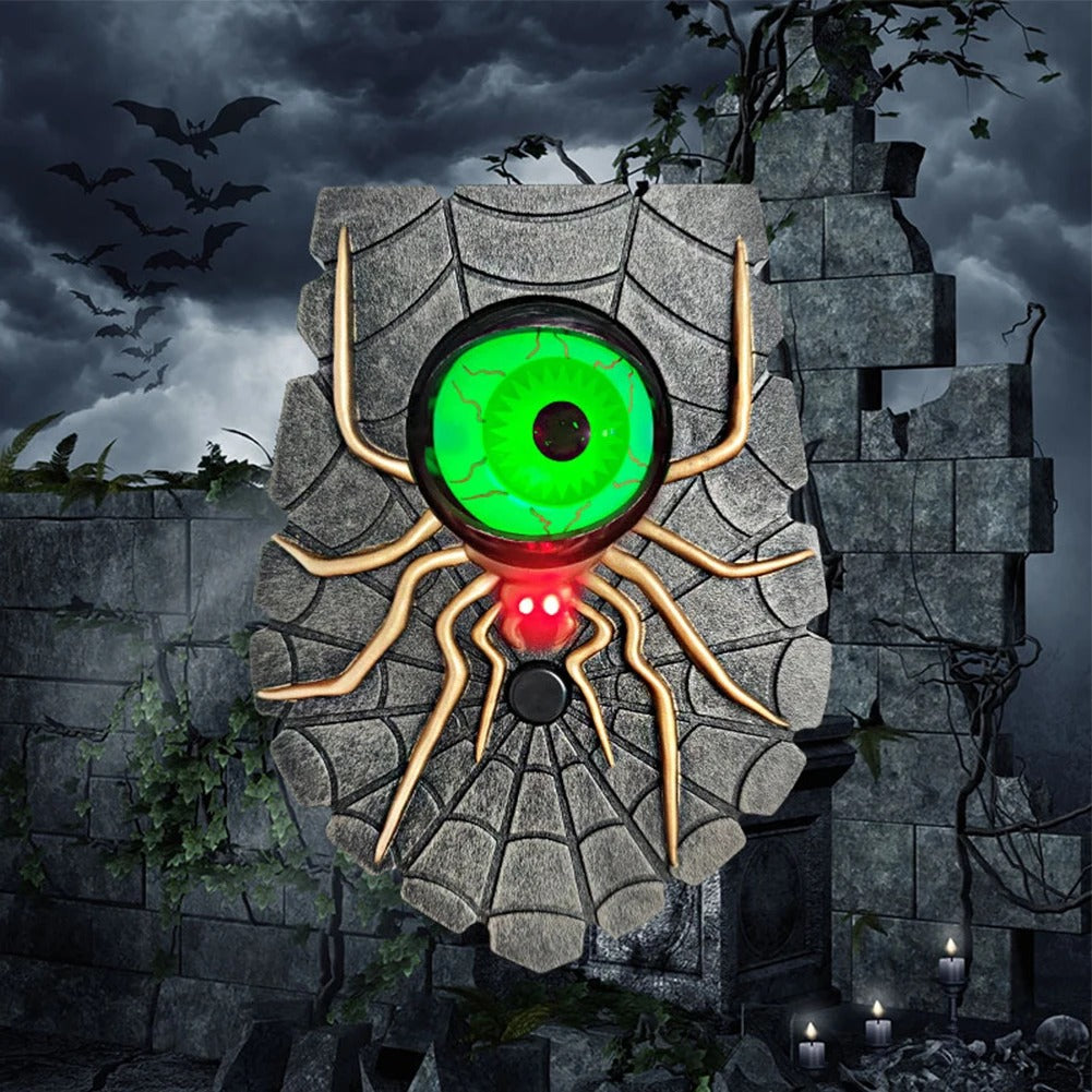 Halloween one-eyed spider doorbell decoration