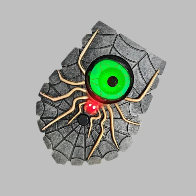 Halloween one-eyed spider doorbell decoration