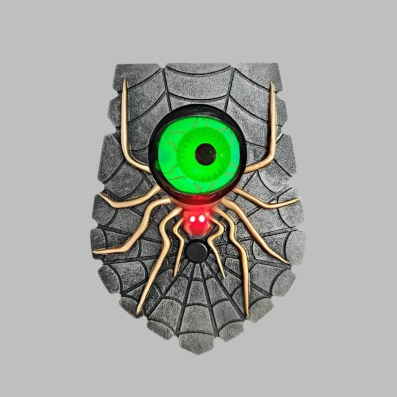 Halloween one-eyed spider doorbell decoration