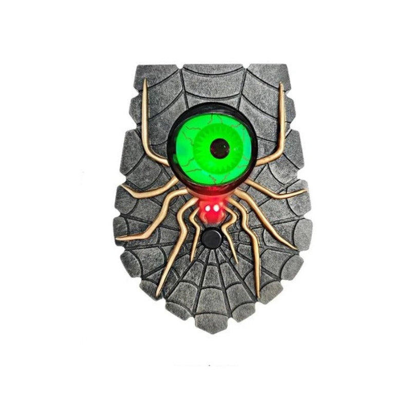 Halloween one-eyed spider doorbell decoration