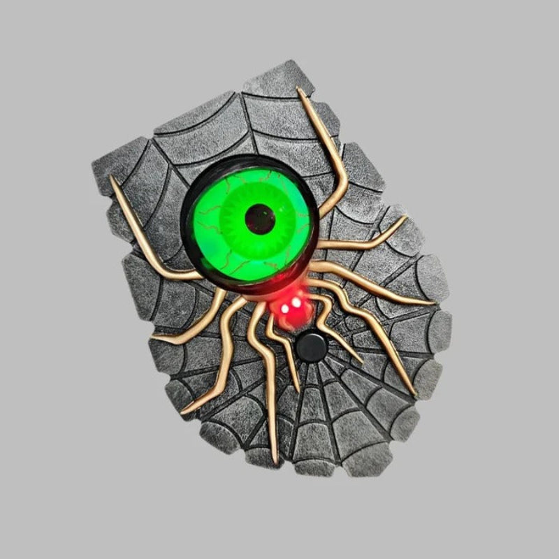 Halloween one-eyed spider doorbell decoration