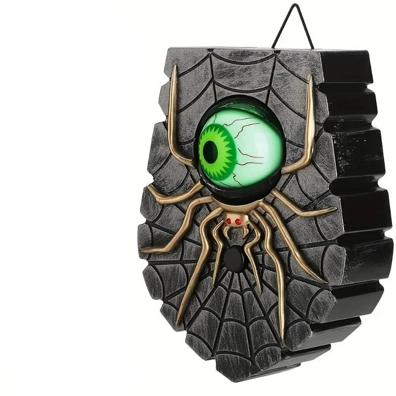 Halloween one-eyed spider doorbell decoration