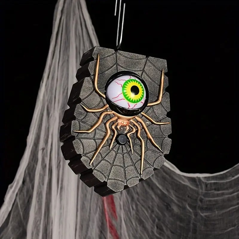 Halloween one-eyed spider doorbell decoration