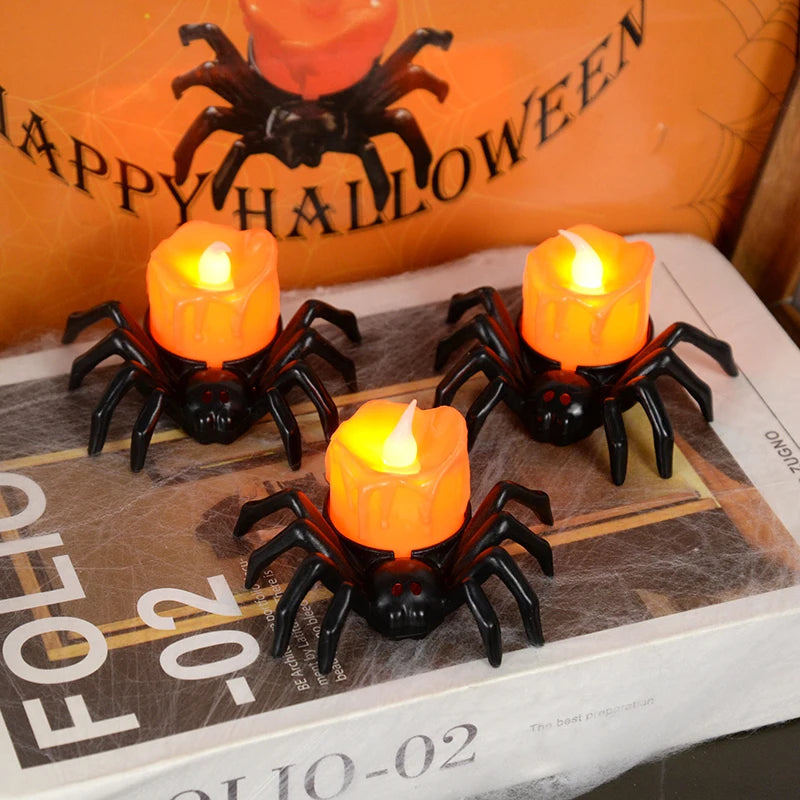 Halloween LED candle on a black spider holder