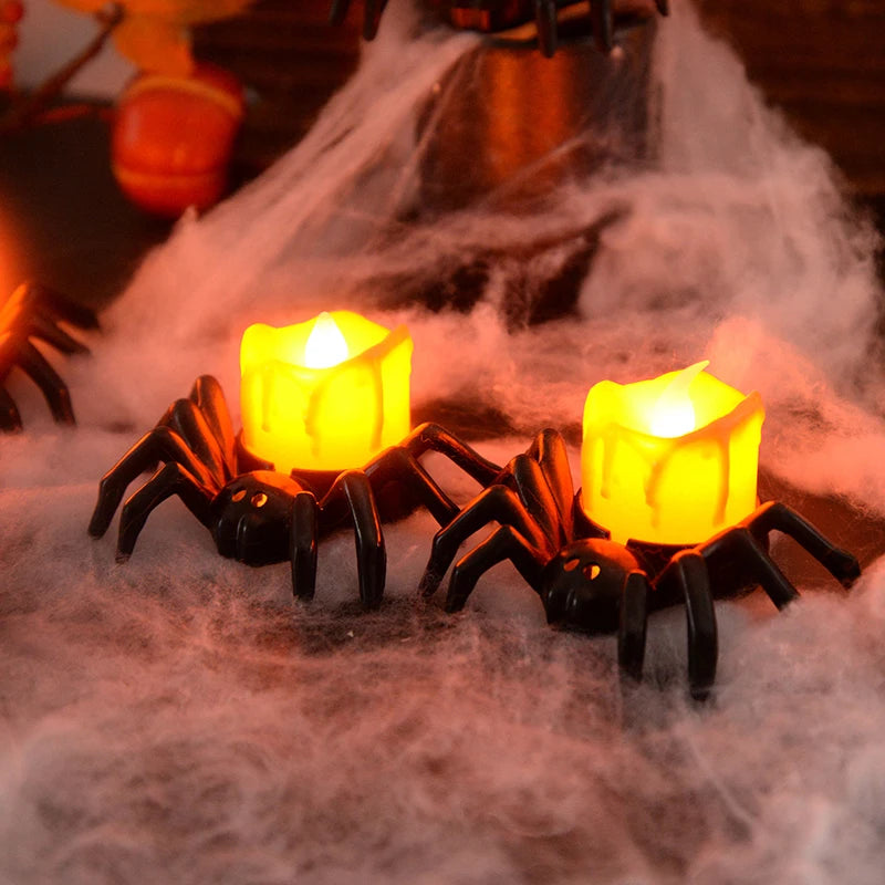 Halloween LED candle on a black spider holder