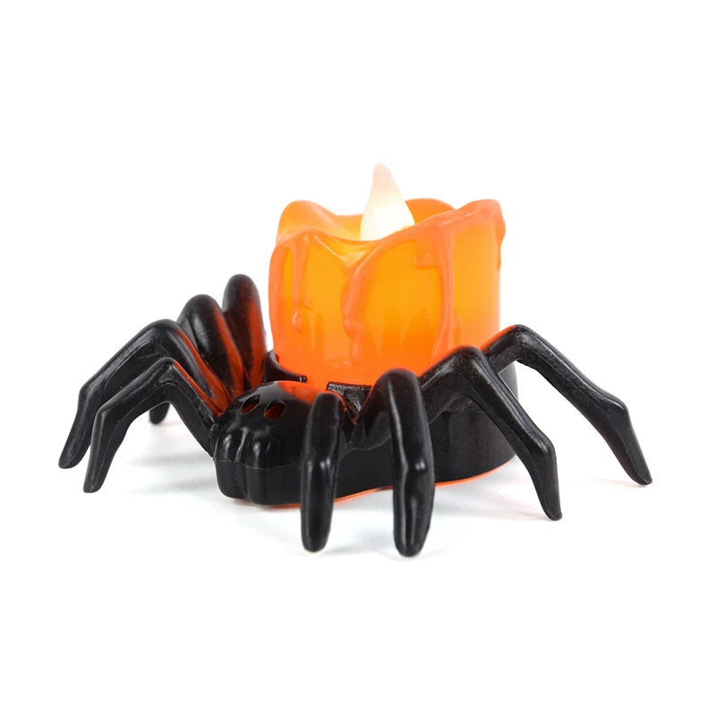 Halloween LED candle on a black spider holder