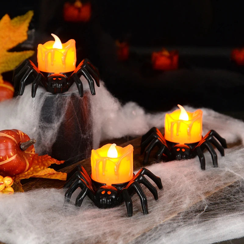 Halloween LED candle on a black spider holder