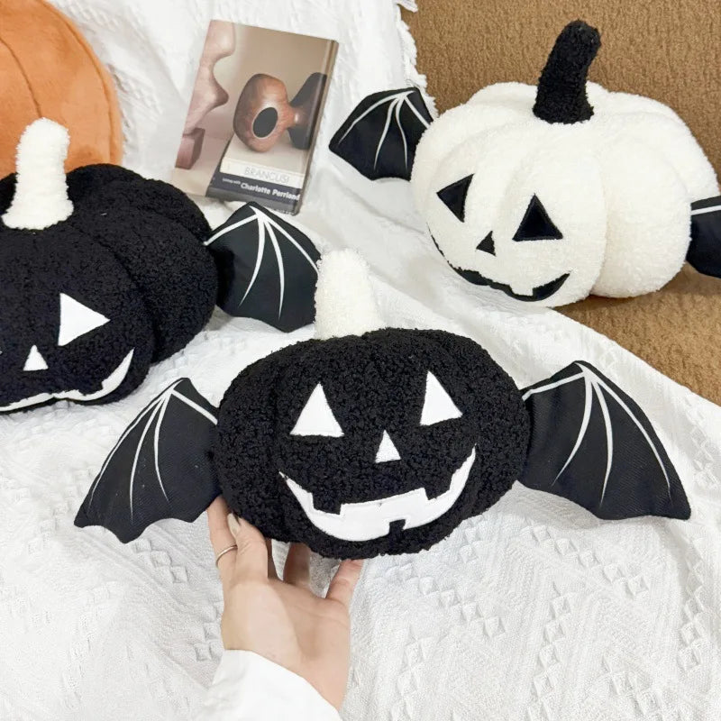 Halloween pumpkin cushion with bat wings