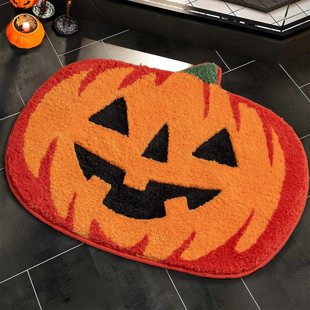 Halloween pumpkin rug, non-slip indoor floor mat