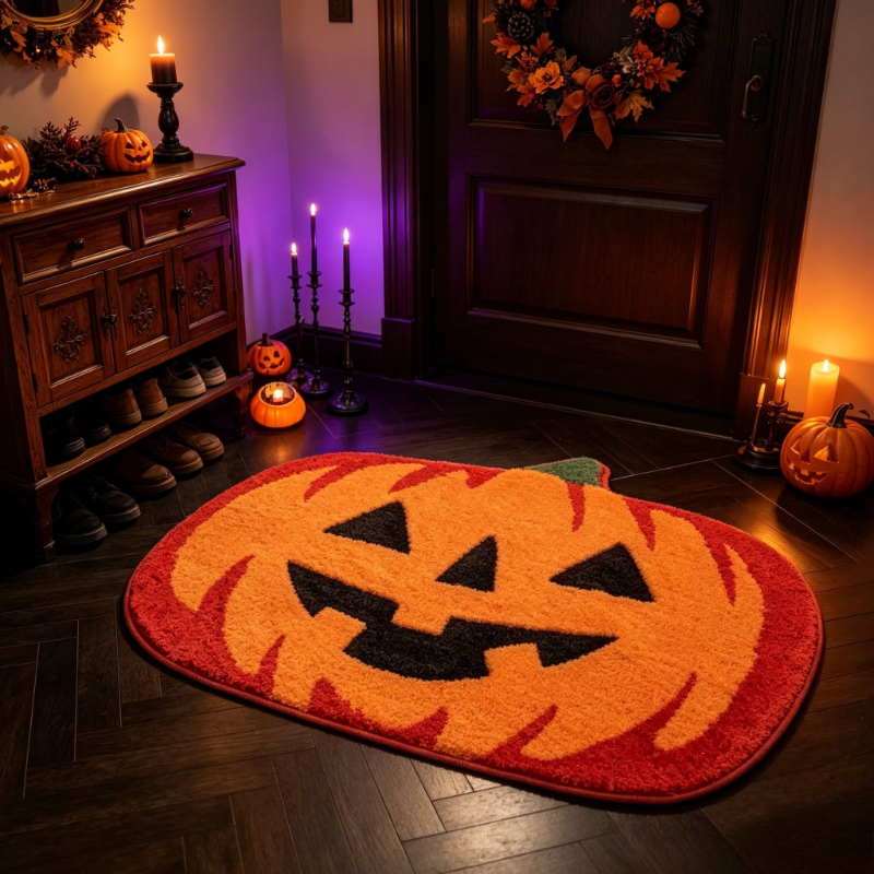 Halloween pumpkin rug, non-slip indoor floor mat
