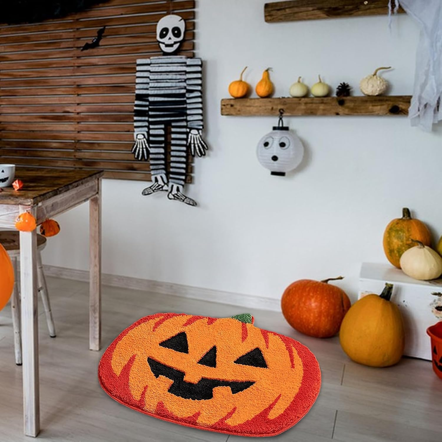 Halloween pumpkin rug, non-slip indoor floor mat