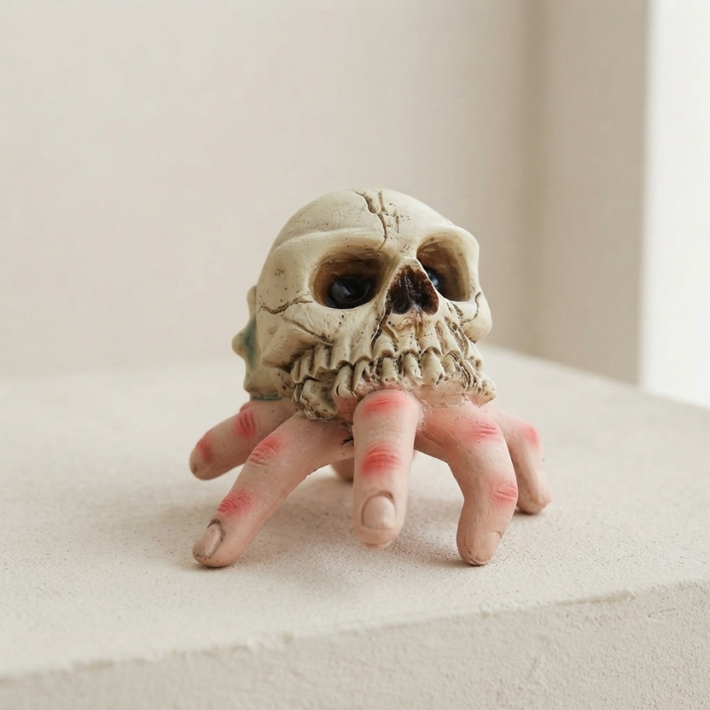Halloween skull and skeleton hand ornament
