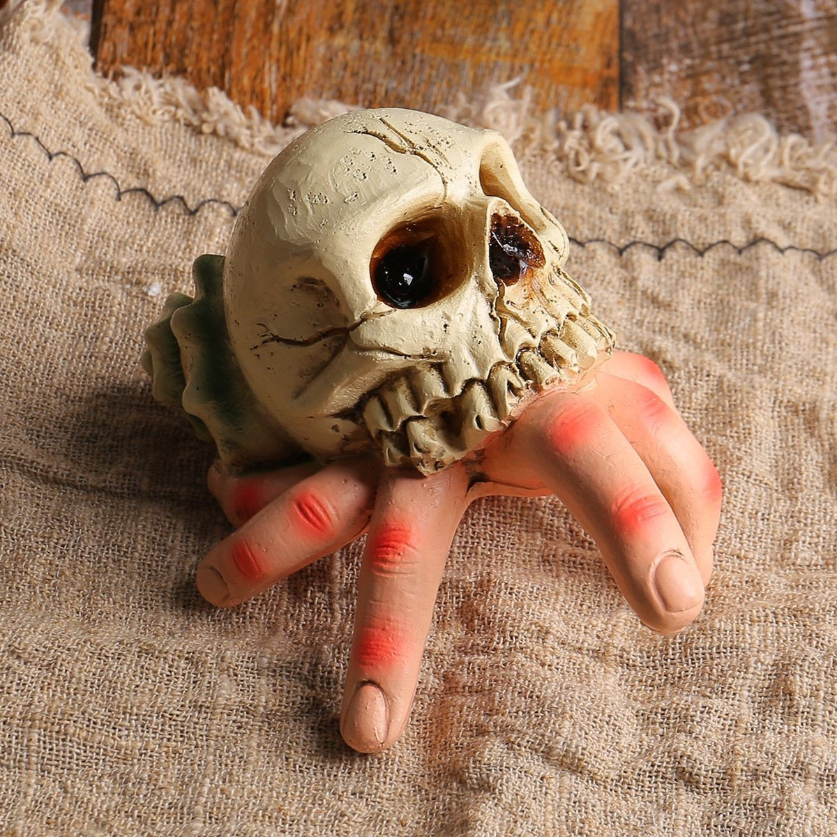 Halloween skull and skeleton hand ornament
