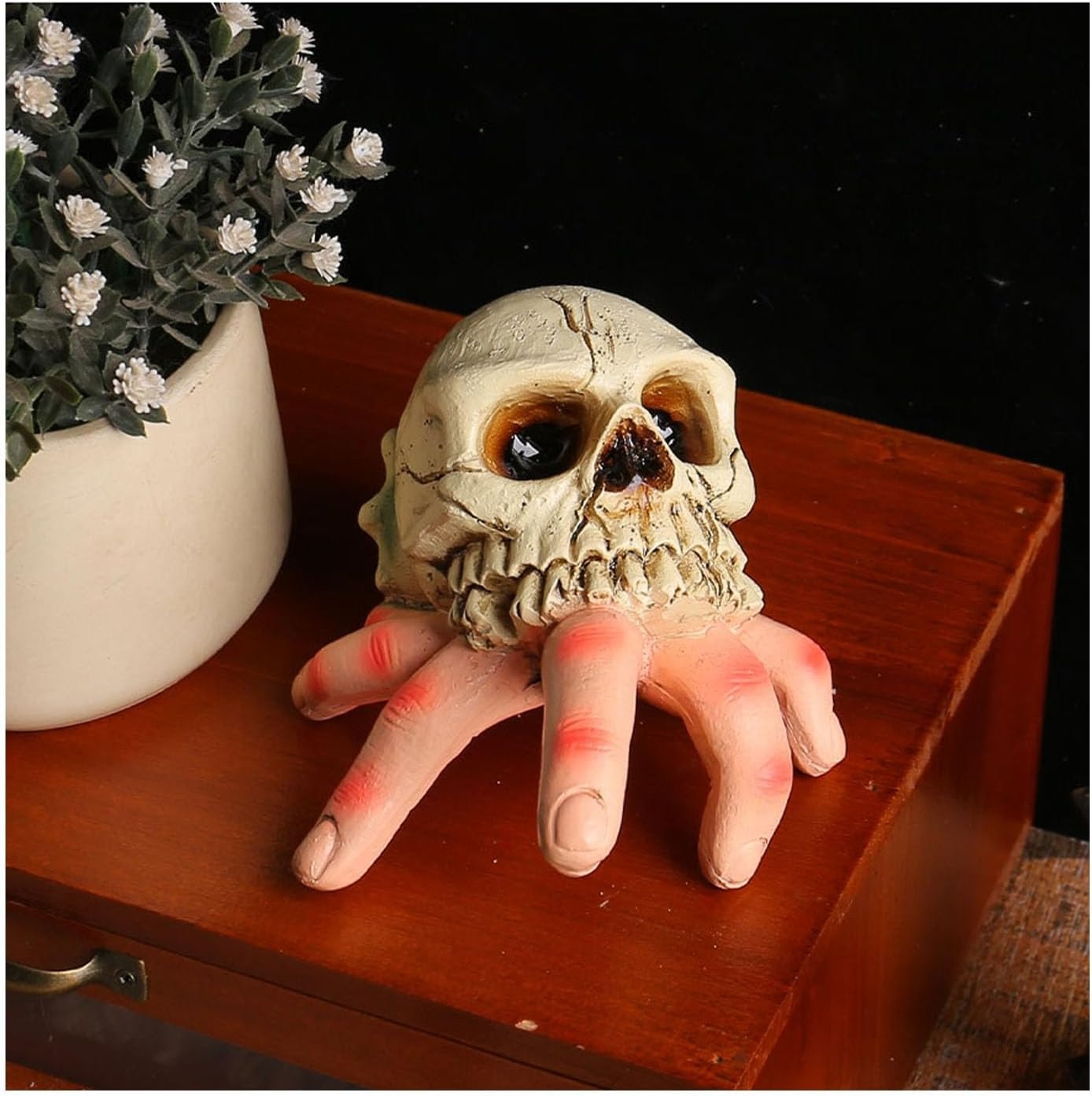 Halloween skull and skeleton hand ornament