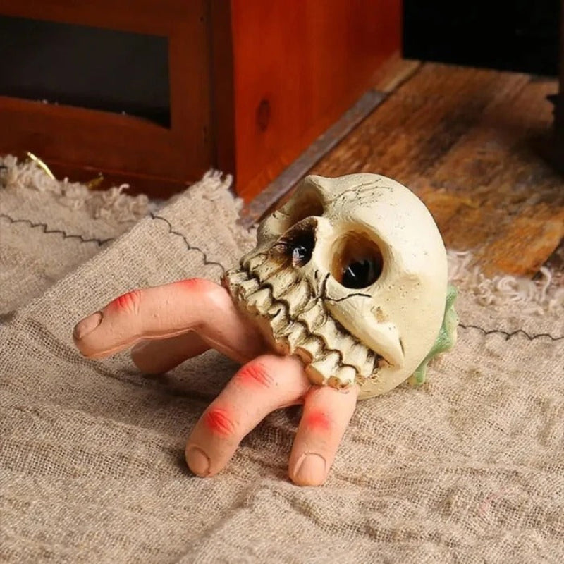 Halloween skull and skeleton hand ornament