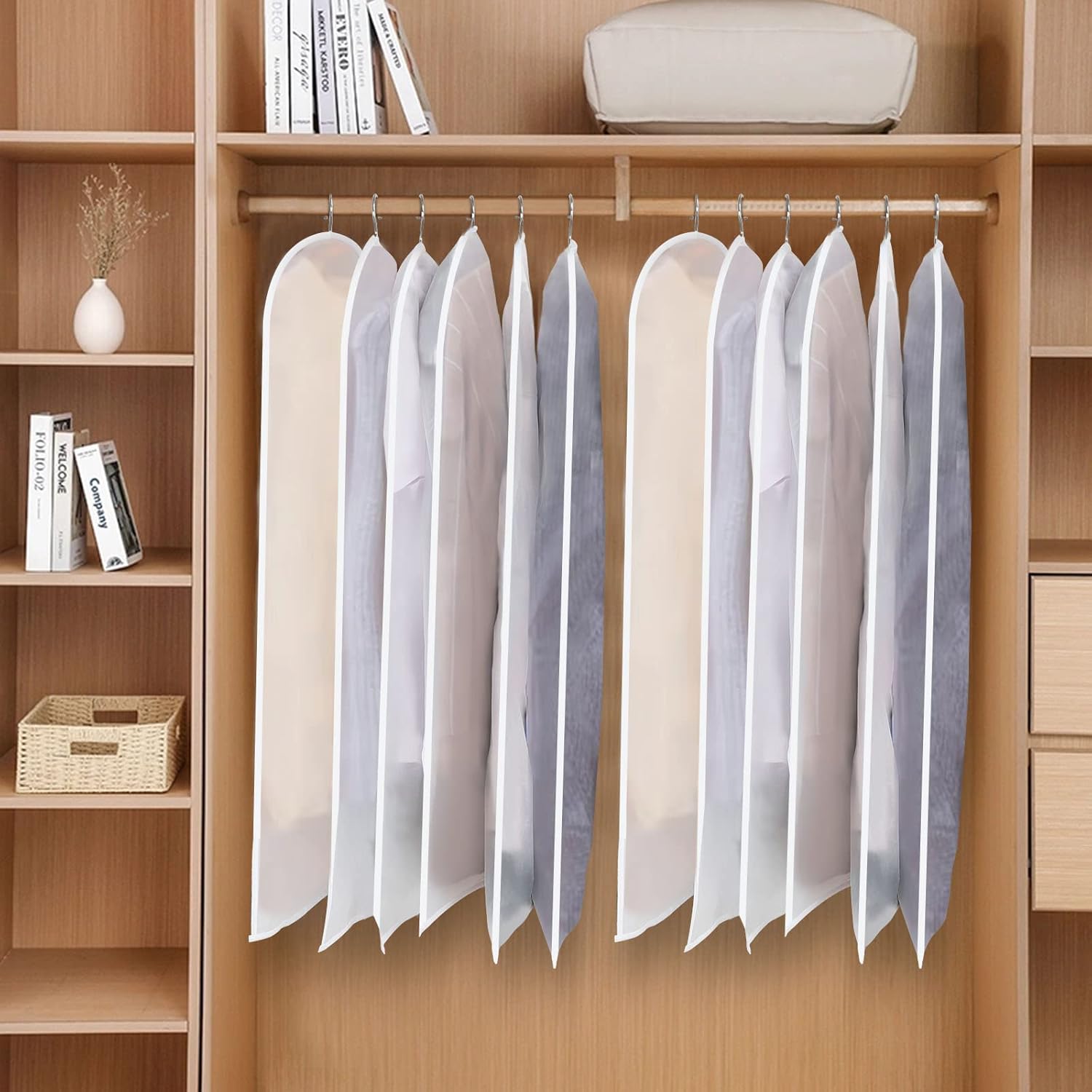 Hanging garment covers with full-length zip and anti-dust design