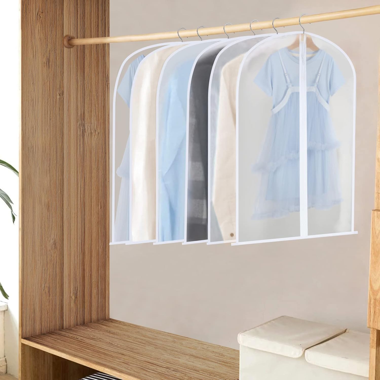 Hanging garment covers with full-length zip and anti-dust design