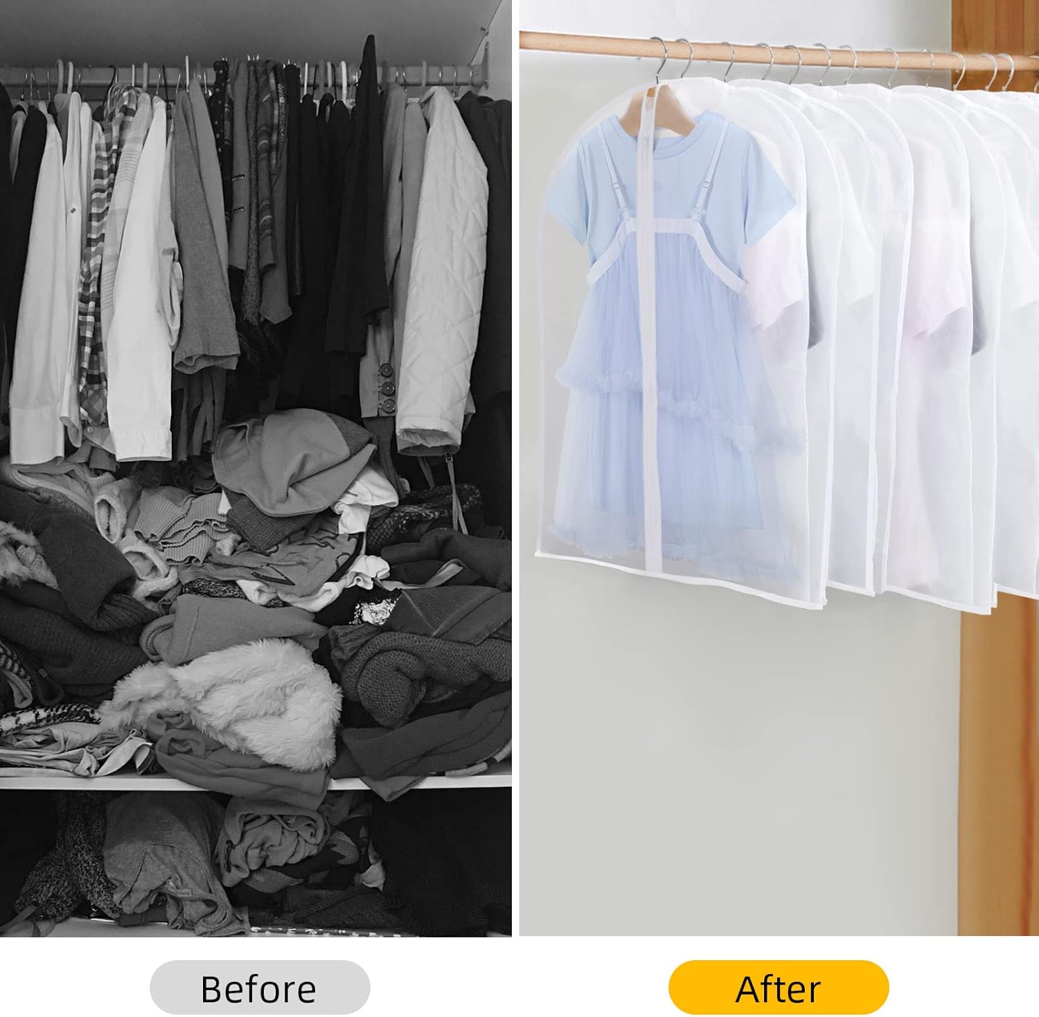 Hanging garment covers with full-length zip and anti-dust design