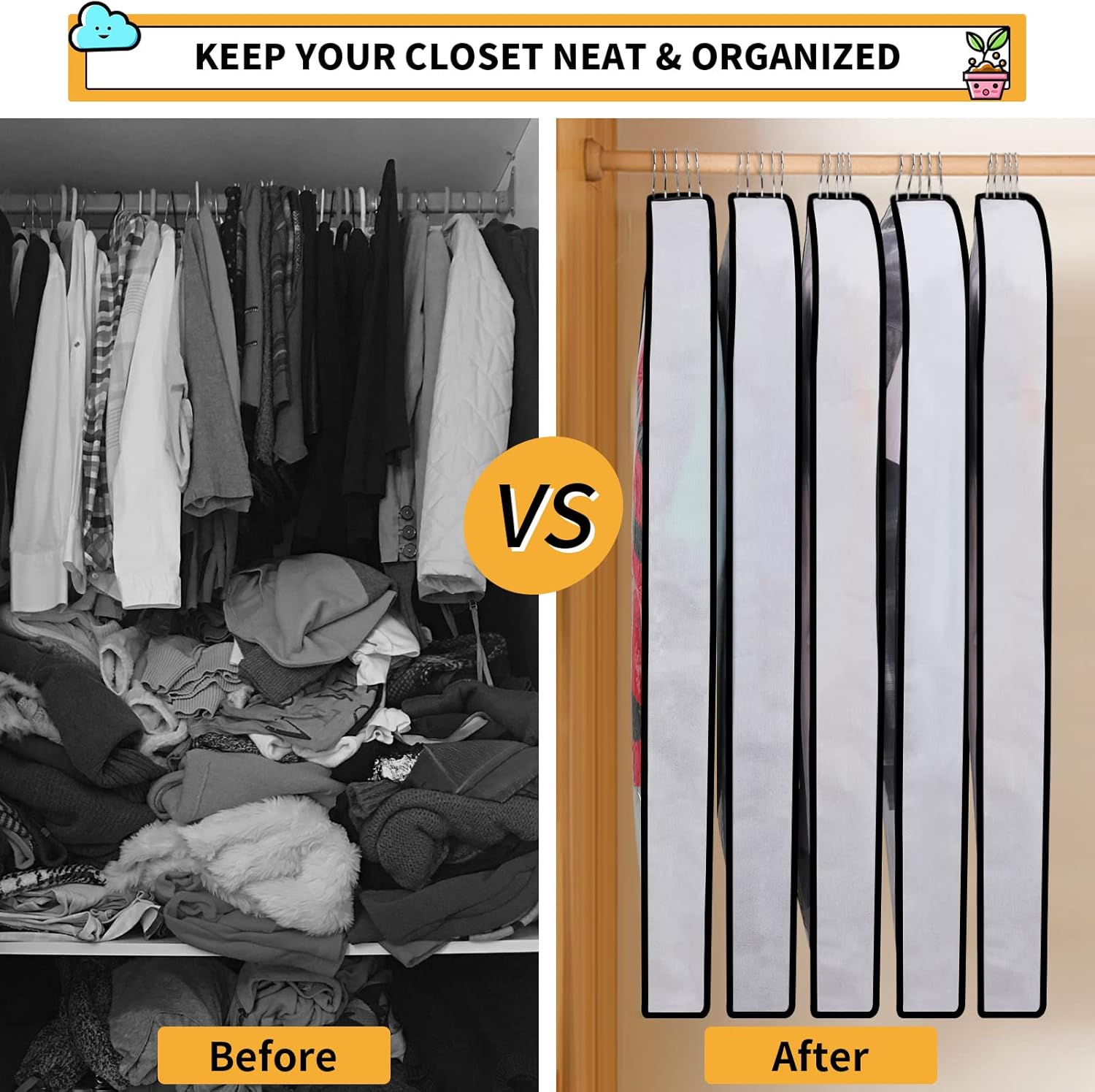 Hanging garment covers with full-length zip and anti-dust design