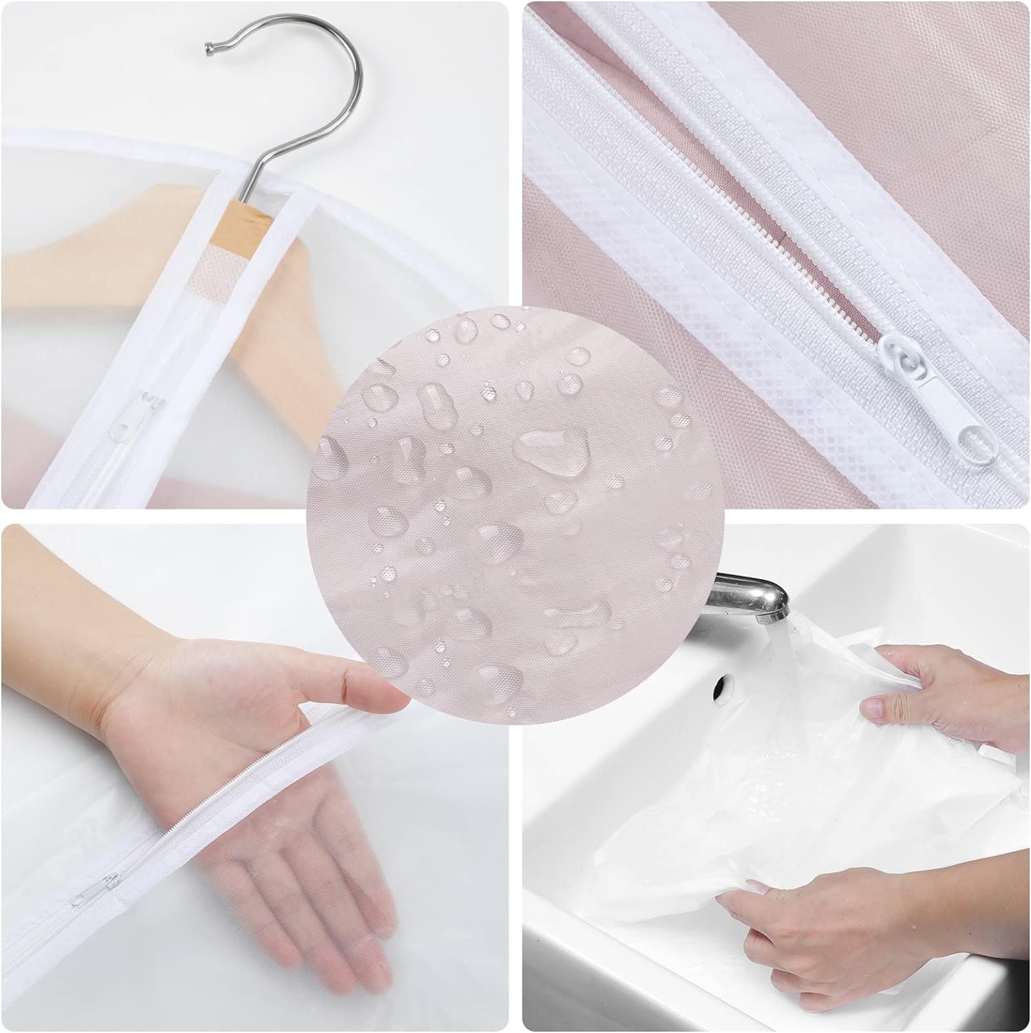 Hanging garment covers with full-length zip and anti-dust design