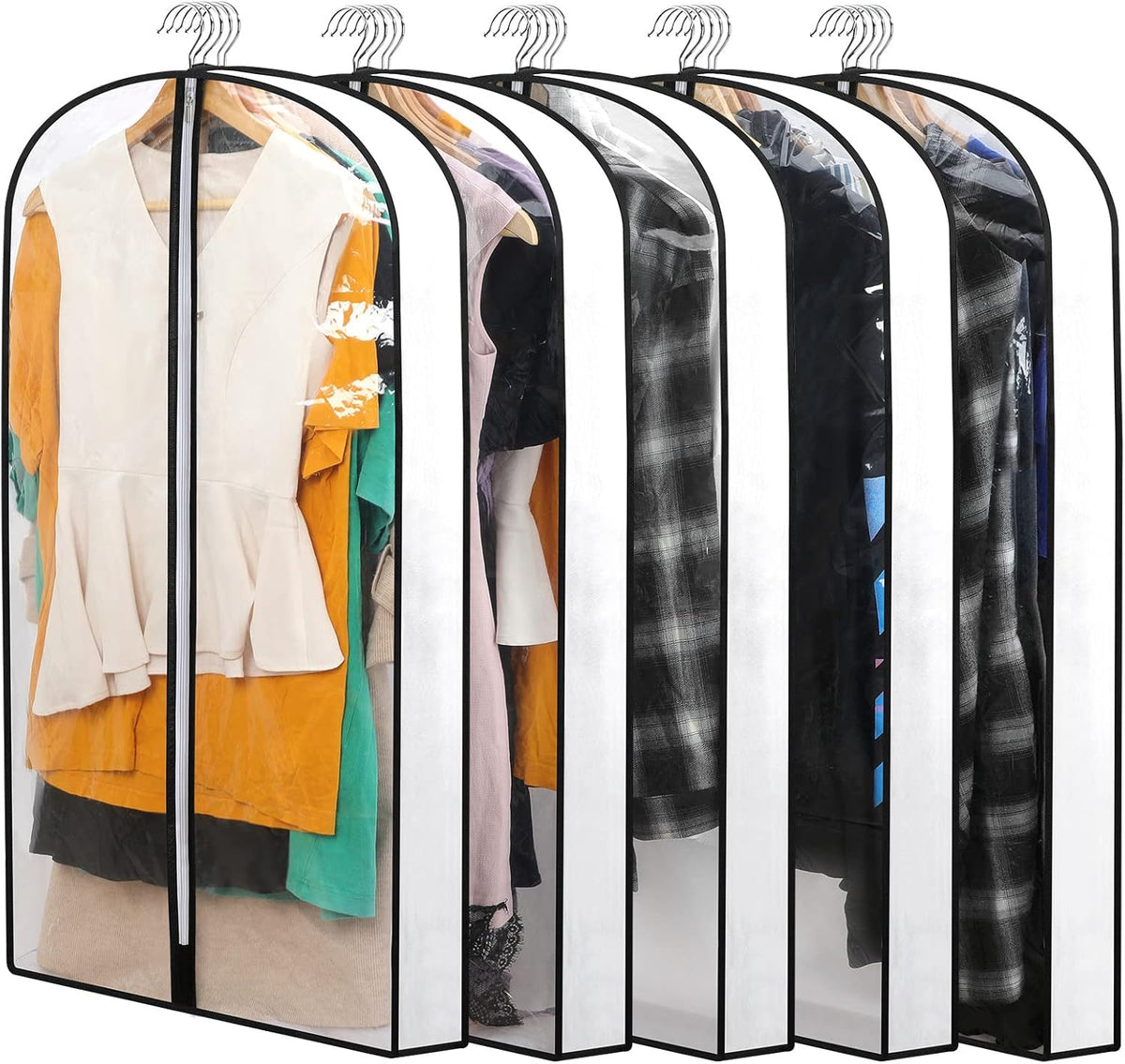 Hanging garment covers with full-length zip and anti-dust design