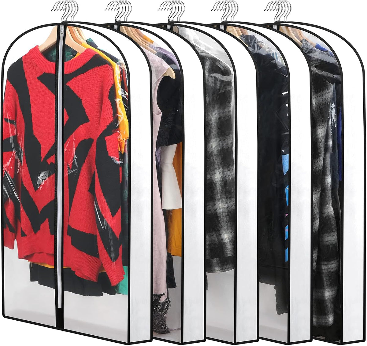 Hanging garment covers with full-length zip and anti-dust design