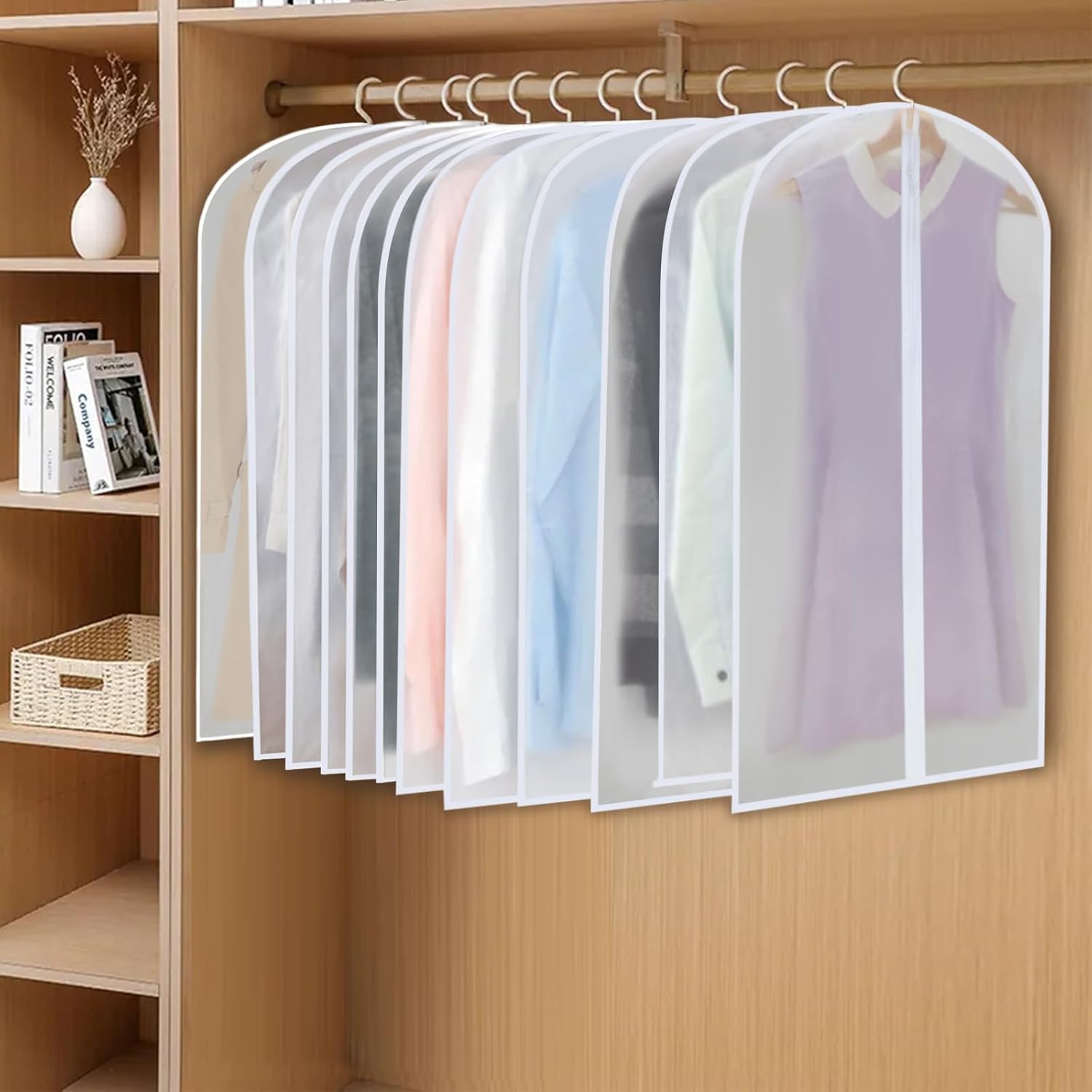 Hanging garment covers with full-length zip and anti-dust design