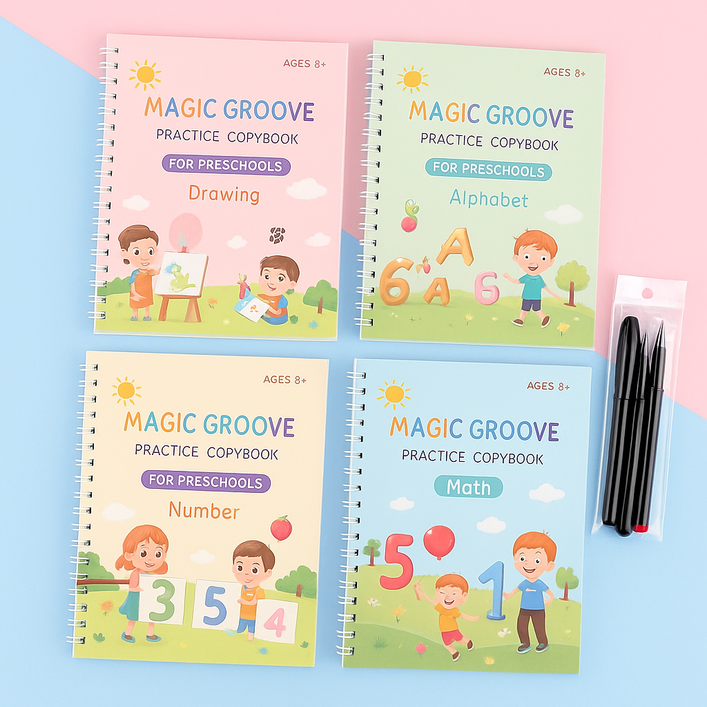 Kids handwriting practice books set for letters and numbers